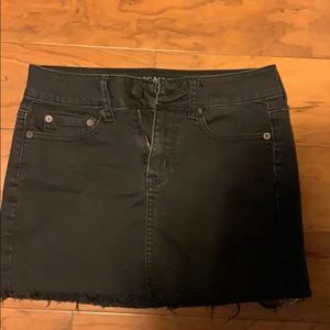 Black denim mini jean skirt